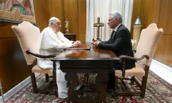 Pope Francis meets with Cuban President Miguel Díaz-Canel on June 20, 2023, at the Vatican. / Credit: Vatican Media