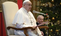 Pope Francis addresses members of the diplomatic corps accredited to the Holy See on Jan. 9, 2025, at the Vatican. / Credit: Vatican Media