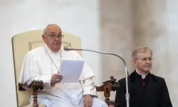 Pope Francis addresses pilgrims gathered in St. Peter’ Square for his general audience on Wednesday, Oct. 23, 2024, at the Vatican. / Credit: Daniel Ibañez/CNA