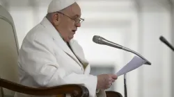 Pope Francis addresses pilgrims gathered in St. Peter’s Square for his Wednesday general audience on March 13, 2024. | Credit: Vatican Media