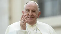 Pope Francis waves to pilgrims at his Wednesday general audience in St. Peter’s Square at the Vatican on Oct. 9, 2024. / Credit: Vatican Media