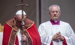 Pope Francis prays during a Mass of suffrage for deceased cardinals and bishops in St. Peter’s Basilica on Nov. 4, 2024, at the Vatican. / Credit: Daniel Ibañez/CNA