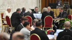 Pope Francis meets with other delegates of the Synod on Synodality at a roundtable discussion in Paul VI Hall at the Vatican on Oct. 17, 2024. / Credit: Vatican Media