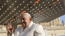 Pope Francis waves to pilgrims gathered in St. Peter’s Square for his Wednesday general audience on Dec. 4, 2024. / Credit: Vatican Media