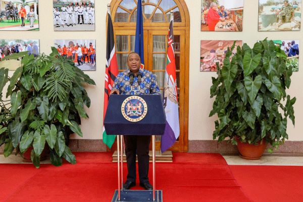 Kenya's President Uhuru Kenyatta Declaring a National Prayer Day over COVID-19, Nairobi, Tuesday, Mrch 17, 2020. / State House