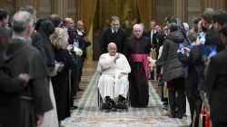 Pope Francis greets participants in the International Congress on the future of Theology promoted by the Dicastery for Culture and Education, Dec. 9, 2024. / Credit: Vatican Media