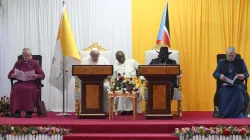 Pope Francis addresses South Sudan’s government and members of the diplomatic corps Feb. 3, 2023. / Vatican Media