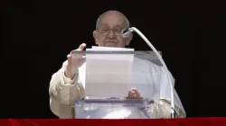 Pope Francis addresses pilgrims in St. Peter’s Square during his Sunday Angelus on Feb. 18, 2024. | Credit: Vatican Media