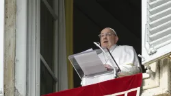 Pope Francis delivers his Angelus address from the window of the Apostolic Palace overlooking St. Peter’s Square on Feb. 2, 2025, the feast of the Presentation of the Lord. / Credit: Vatican Media