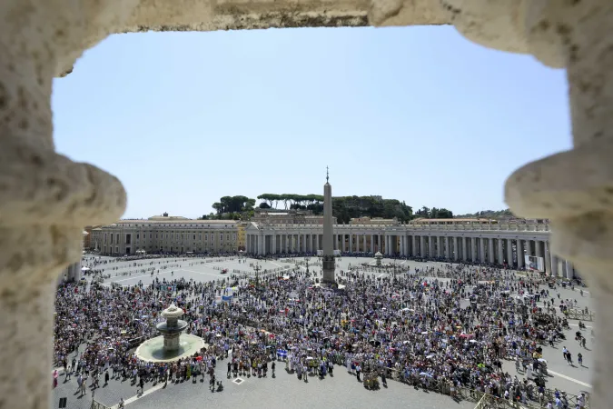 Despite the heat of a peak summer day in Rome, a large crowd gathered in St. Peter’s Square for Pope Francis' Angelus reflection on Sunday, July 21, 2024.