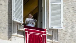 Pope Francis gives a blessing at the end of the Angelus on May 22, 2022. Vatican Media