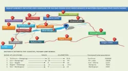 Map showing the 11 feeder roads under construction in South Sudan's Tombura-Yambio Diocese. / Tombura-Yambio Diocese