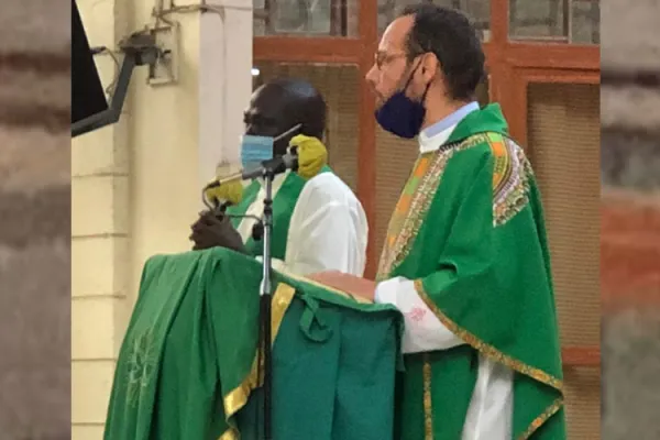 Bishop-elect for South Sudan's Rumbek Diocese, Msgr. Christian Carlassare, during Holy Mass with natives of Rumbek Diocese residing in Nairobi on Sunday, 27 June 2021/ Credit: Courtesy photo