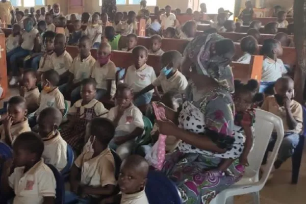 Section of children under the Salesian Mission in Nigeria whose Church was renovated. Credit: Salesian Missions