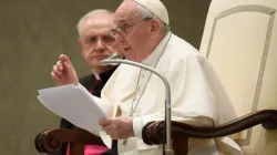 Pope Francis’ general audience in the Paul VI Hall at the Vatican, Feb. 16, 2022. Vatican Media.