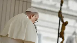 Pope Francis prays during his Wednesday general audience on Nov. 15, 2023. | Credit: Vatican Media