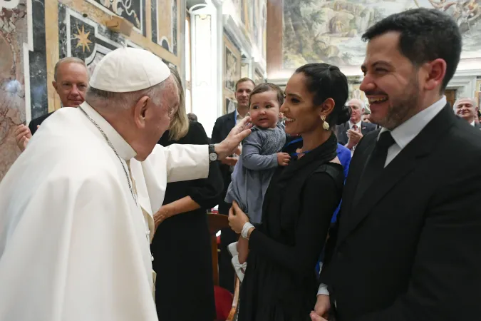 Pope Francis greeted members of the International Catholic Legislators Network with their families at the Vatican on Aug. 24, 2024.