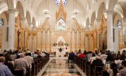 The faithful adore Christ in the Blessed Sacrament at Adoration Sodality Day at the Shrine of the Most Blessed Sacrament. / Credit: Photo courtesy of the Shrine of the Most Blessed Sacrament