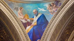 The fresco of St. Leo the Great, doctor of the Church, in the cupola of the Church of St. Maximus of Turin, Italy. | Credit: Renata Sedmakova/Shutterstock