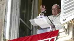 Pope Francis waves to pilgrims gathered in St. Peter's Square for his Angelus reflection on Oct. 6, 2024. / Credit: Vatican Media