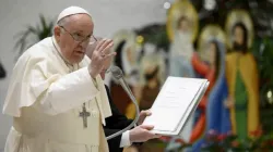 Pope Francis speaks at his general audience Dec. 13, 2023, in Paul VI Hall at the Vatican. | Credit: Vatican Media