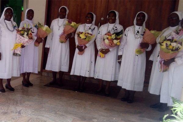 Eight Sisters of the Handmaids of Divine Redeemer (HDR), Accra Congregation who celebrated their Ruby and Silver Jubilees at the Mary Mother of Good Counsel Parish, Airport West, Accra on Tuesday, September 8, 2020. / ACI Africa