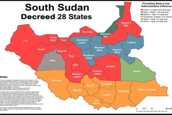 The 28 States of South Sudan decreed by President Salva Kiir in October 2015