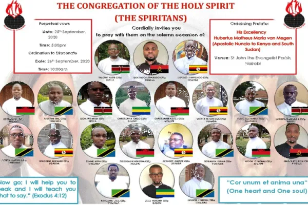 A poster announcing the Perpetual Vows and Diaconate Ordinate of 22 Seminarians of the Congregation of the Holy Spirit (Spiritans). / Congregation of the Holy Spirit (Spiritans).
