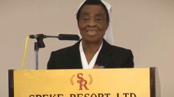 Sr. Teresa Okure, a member of the Society of the Holy Child Jesus (SHCJ), speaks on the theme of the Golden Jubilee of SECAM in the light of the joyful celebrations of 50 years of existence, Uganda, 2019. / ACI Africa