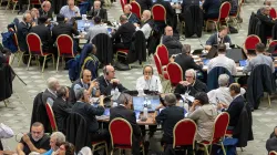 Delegates at the 2024 Synod on Synodality participate in roundtable meetings on Oct. 10, 2024, in the Paul VI Hall at the Vatican. / Credit: Daniel Ibañez/CNA