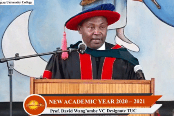 The Vice-Chancellor (VC Designate) of Kenya-based  Tangaza University College (TUC), Prof. David Wang’ombe during convocation ceremony Friday, August 21, 2020. / Capuchin Television Network Kenya.