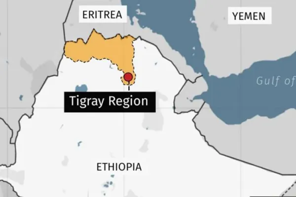 Map Showing Ethiopia's Tigray region.