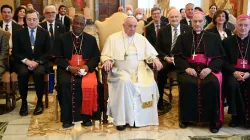 Pope Francis meets participants in the Pontifical Academy of Social Sciences’ plenary meeting at the Vatican, April 29, 2022. Vatican Media.