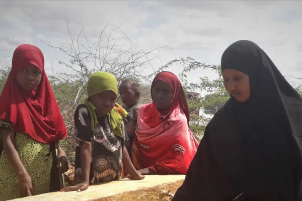 Fartun (39) collecting water with other women and girls from her village Credit: Trócaire