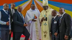 Archbishop Philip Anyolo with some of the members of the Catholic Men Association (CMA) of St. Mary Immaculate Parish, Kumura during the inauguration of the Parish earlier this month. Credit: Nairobi Archdiocese