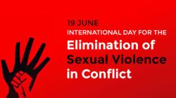 A poster for the International Day for the Elimination of Sexual Violence in Conflict.