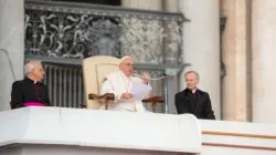 Pope Francis speaking at the general audience on St. Peter's Square, Nov. 9, 2022 | Daniel Ibáñez / CNA