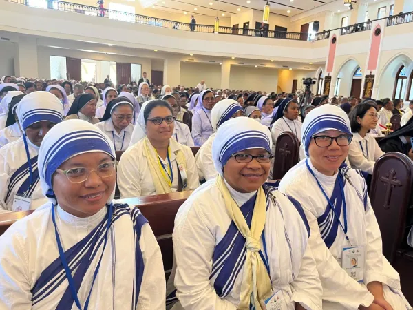 Missionaries of Charity attending the meeting of Pope Francis with bishops, priests, deacons, consecrated persons, seminarians and catechists and seminarians at the Cathedral of the Immaculate Conception, Dili, East Timor, Sept. 10, 2024.